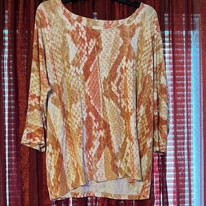 Chico's Vibrant Orange and Cream Blouse